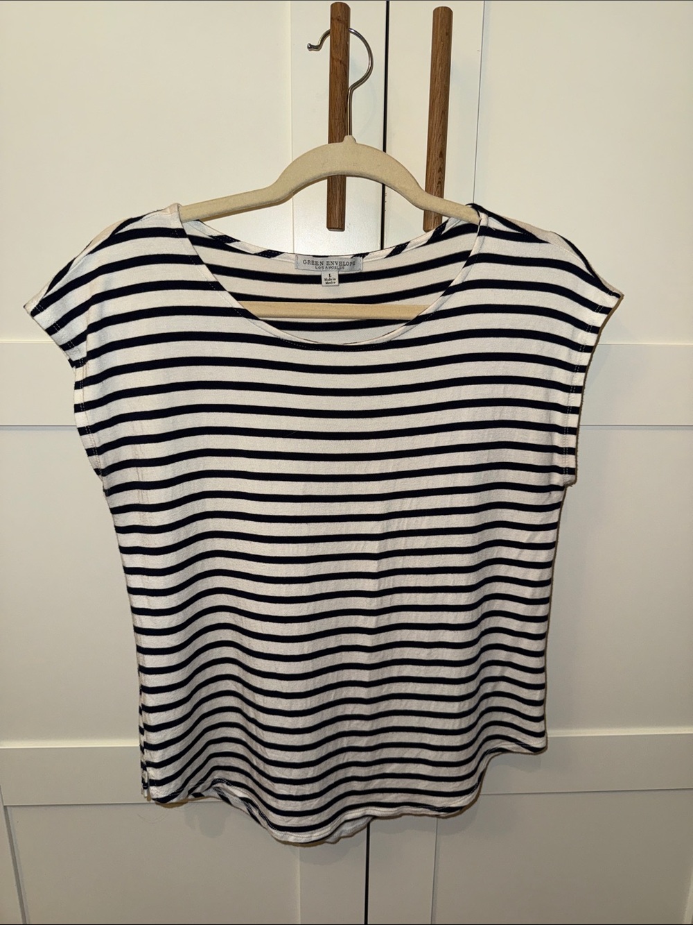 Green Envelope Striped Short-Sleeve Tee - Blue & White